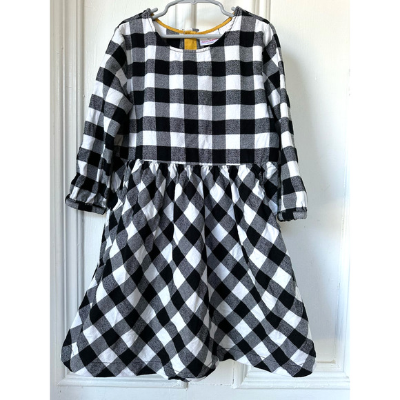 Hanna‎ Andersson Gingham Flannel Button Back Dress Sz 130 (8) - Picture 1 of 9